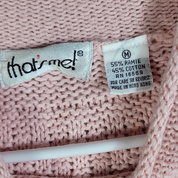 Vintage Women Bobble 3D Knit Sweater Size M Ramie Pink Embroidered Mock Granny - Picture 6 of 13